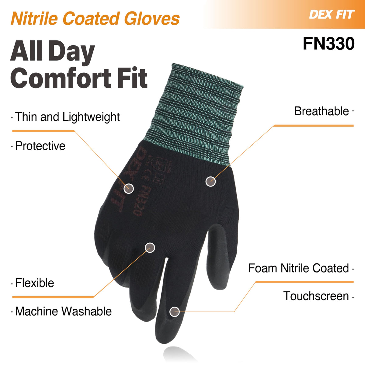 Touchscreen-compatible fingertips let you use devices without removing gloves.