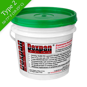Dexpan bucket label closeup, showing capacity and instructions.