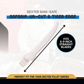 Dexter-Russell WS-1 hard plastic sheath provides durable blade protection during busy prep.