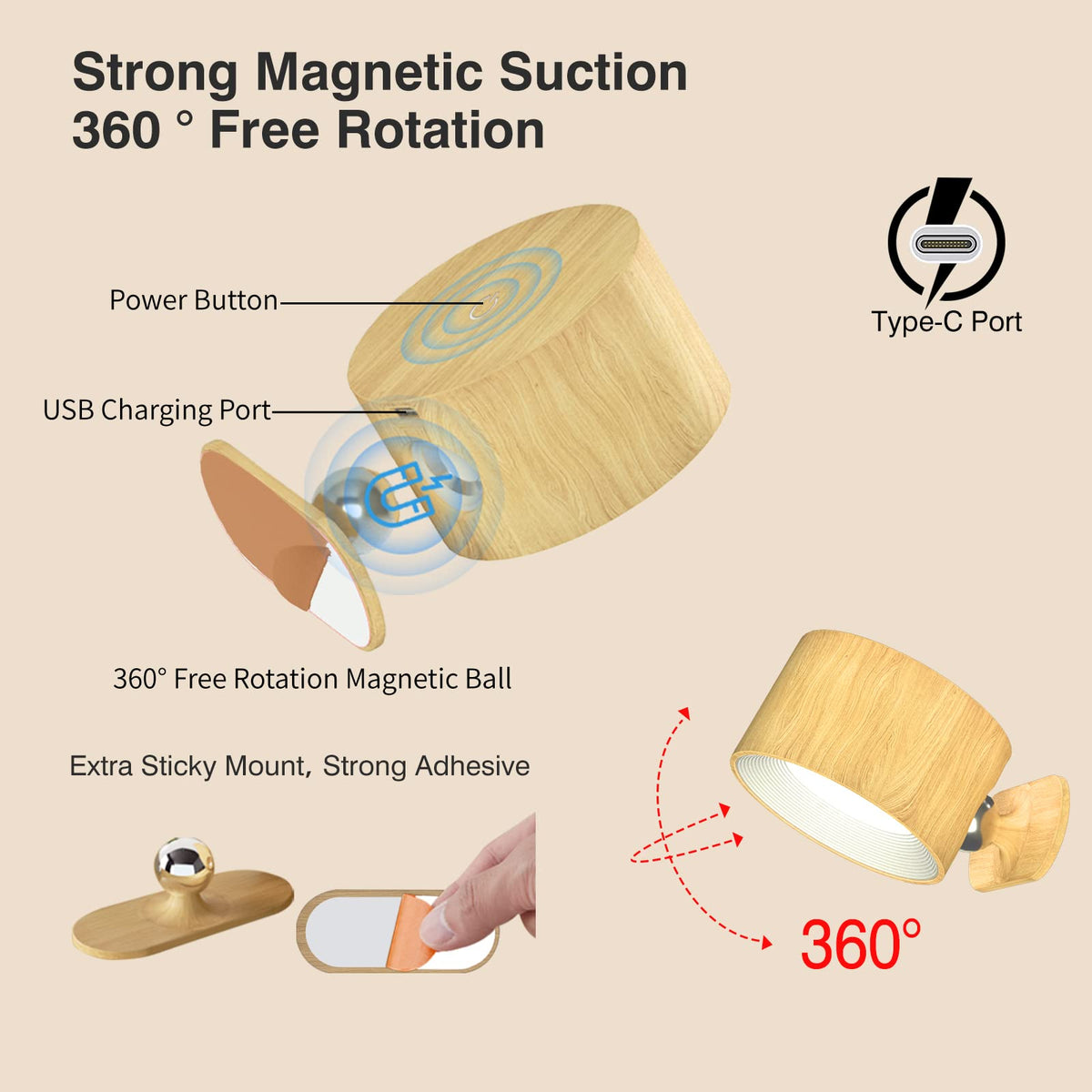 Deyagoo wall sconce displaying touch control of color temperature and brightness.