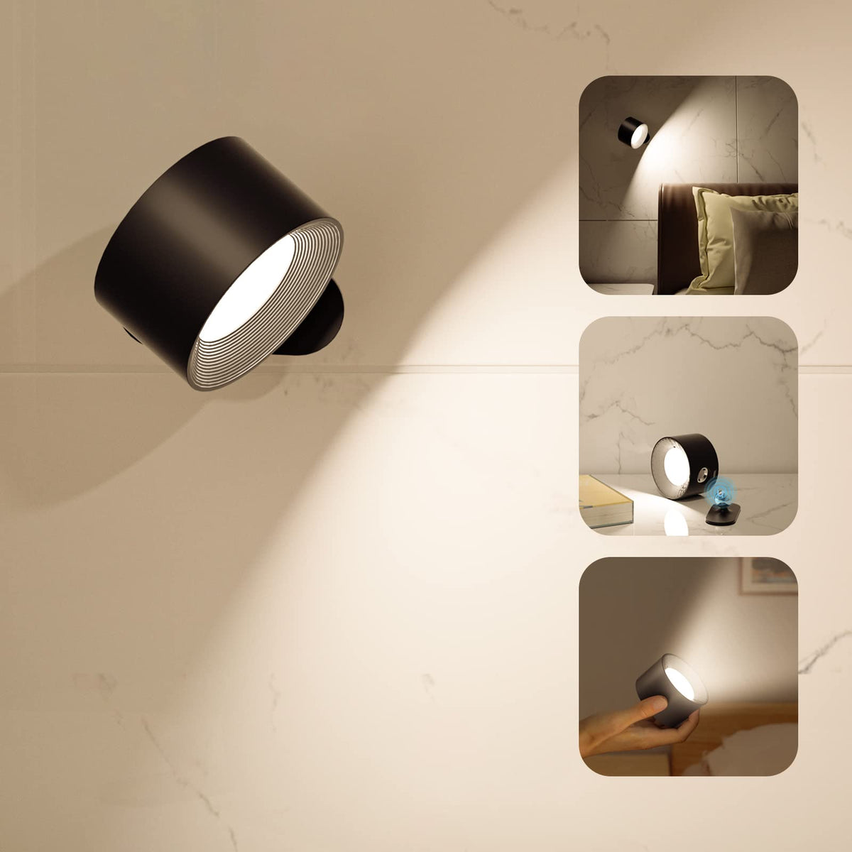 Deyagoo LED wall sconce with rechargeable battery for cordless use