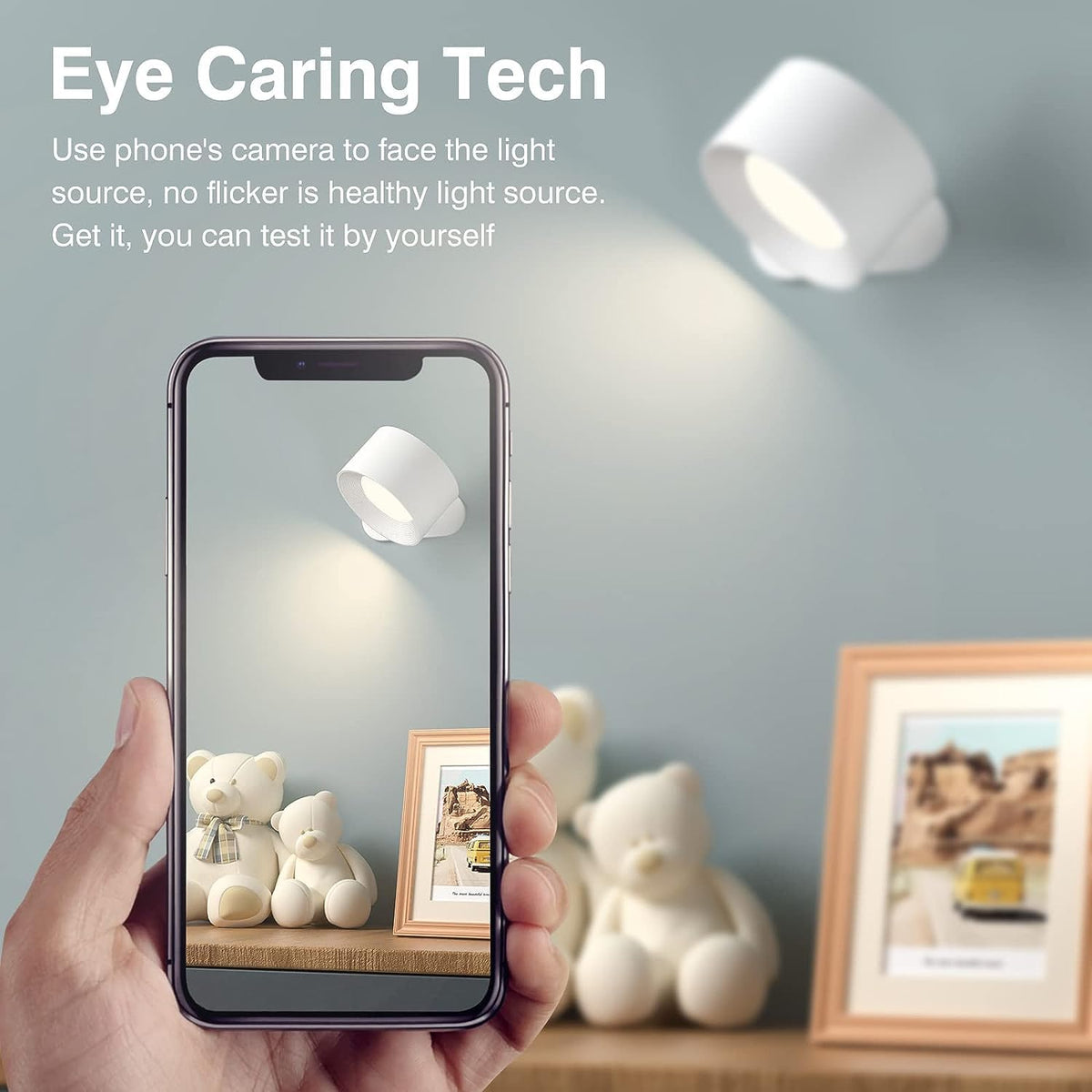Deyagoo wall light with sticky base for quick, tool-free installation