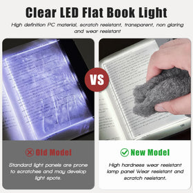 DEYOT flat book light with 1200mAh battery provides hours of uninterrupted reading.