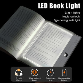 DEYOT flat book light in three colors for focused reading, relaxing, or neutral illumination.
