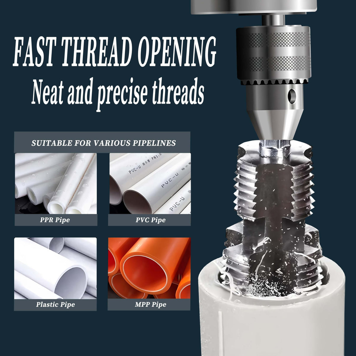 DEZAUP 5pc PVC threading kit 1 inch die for strong, standard threads on PPR and PVC.