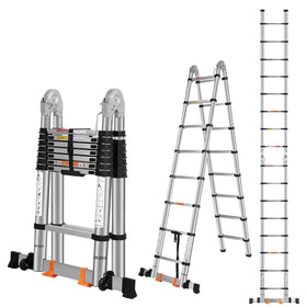 DEZEX telescoping ladder extended to 16.5 feet for high-reaching tasks.