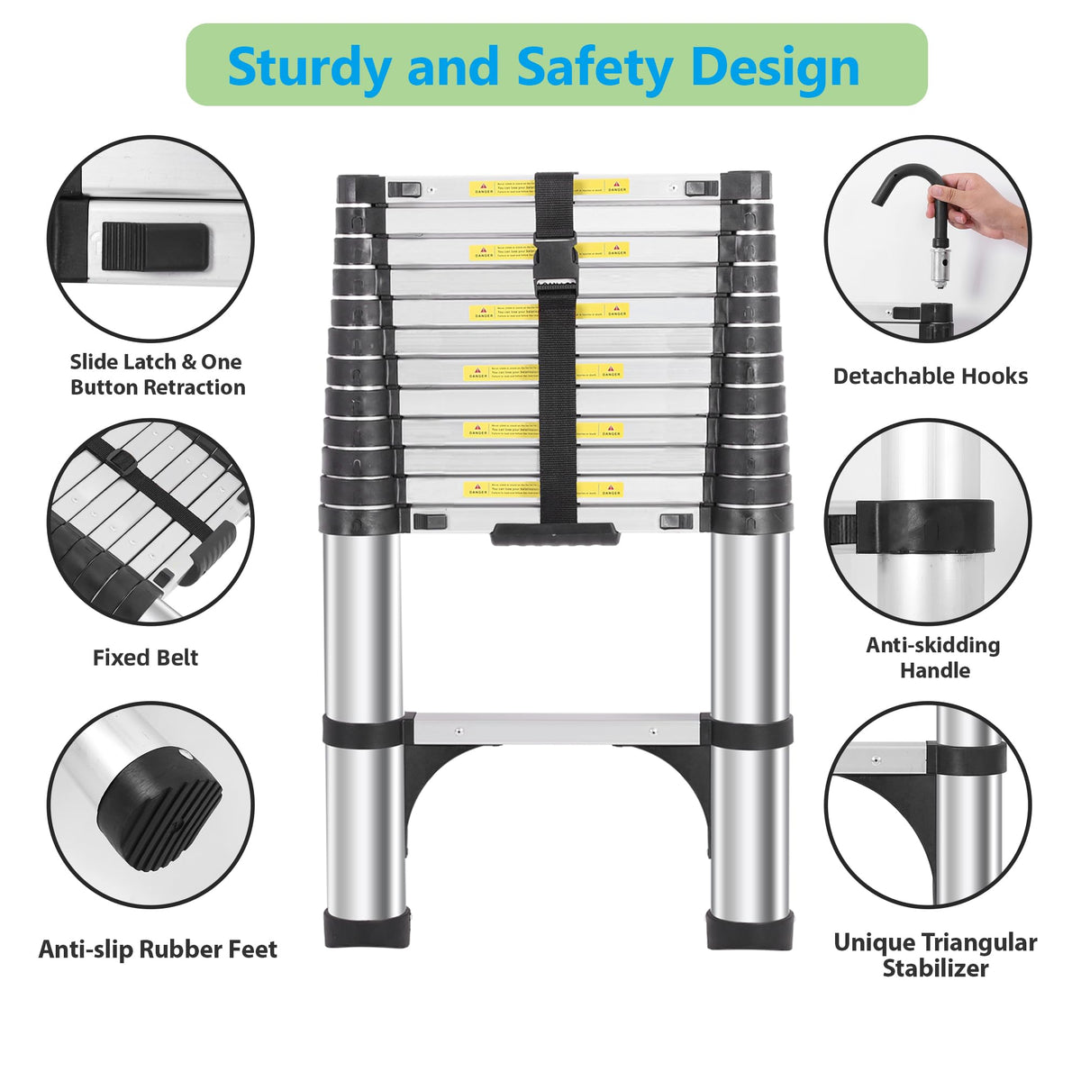 DEZEX 330-lb-load ladder used for sturdy outdoor tasks and home projects.