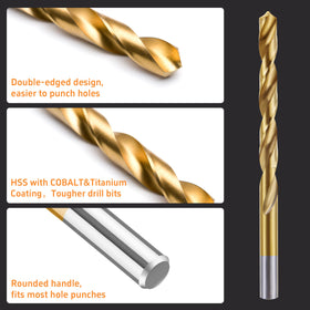 DF Dualferv cobalt left-hand drill bit with 135-degree tip for precision