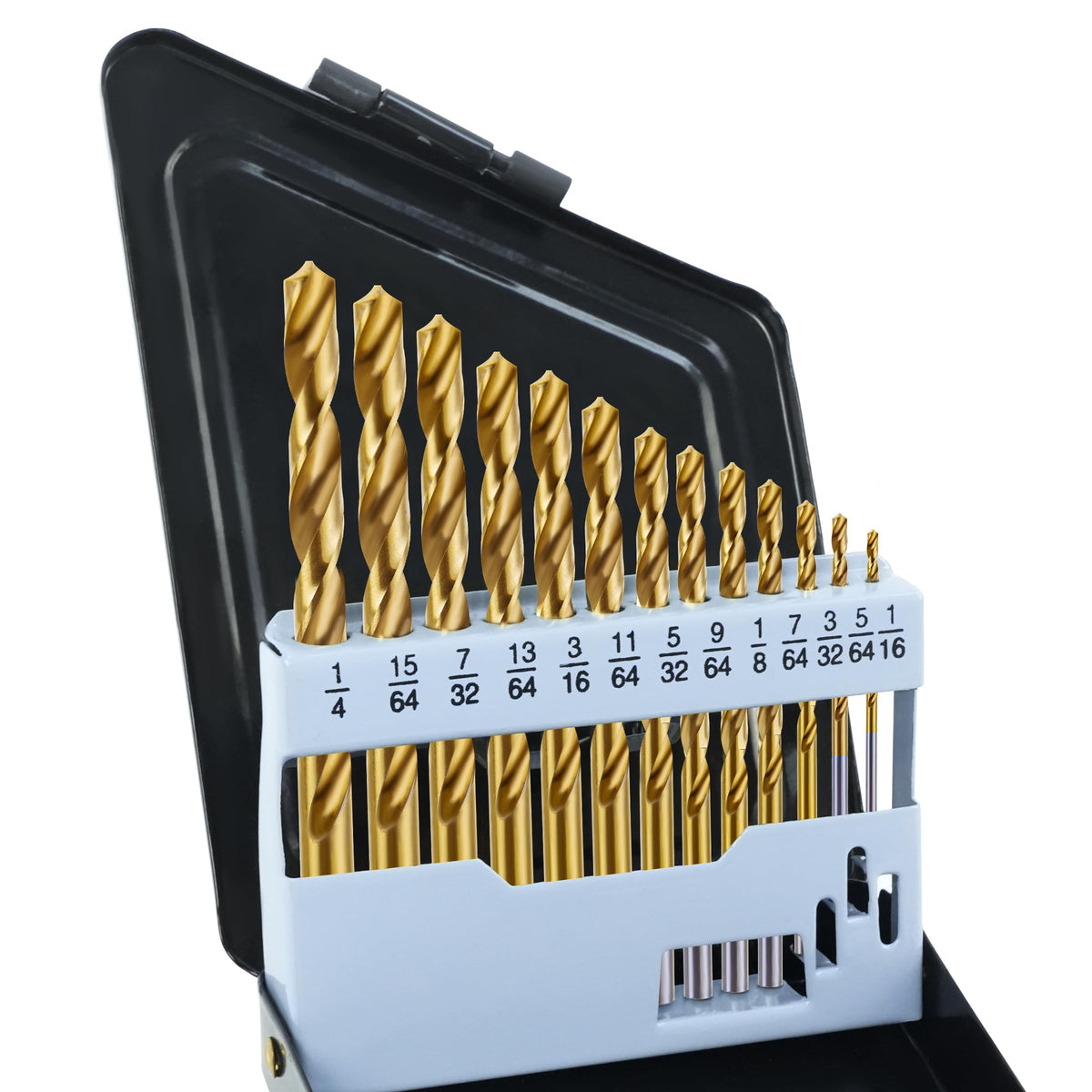 DF Dualferv cobalt left-hand drill bit set in case for organized DIY projects