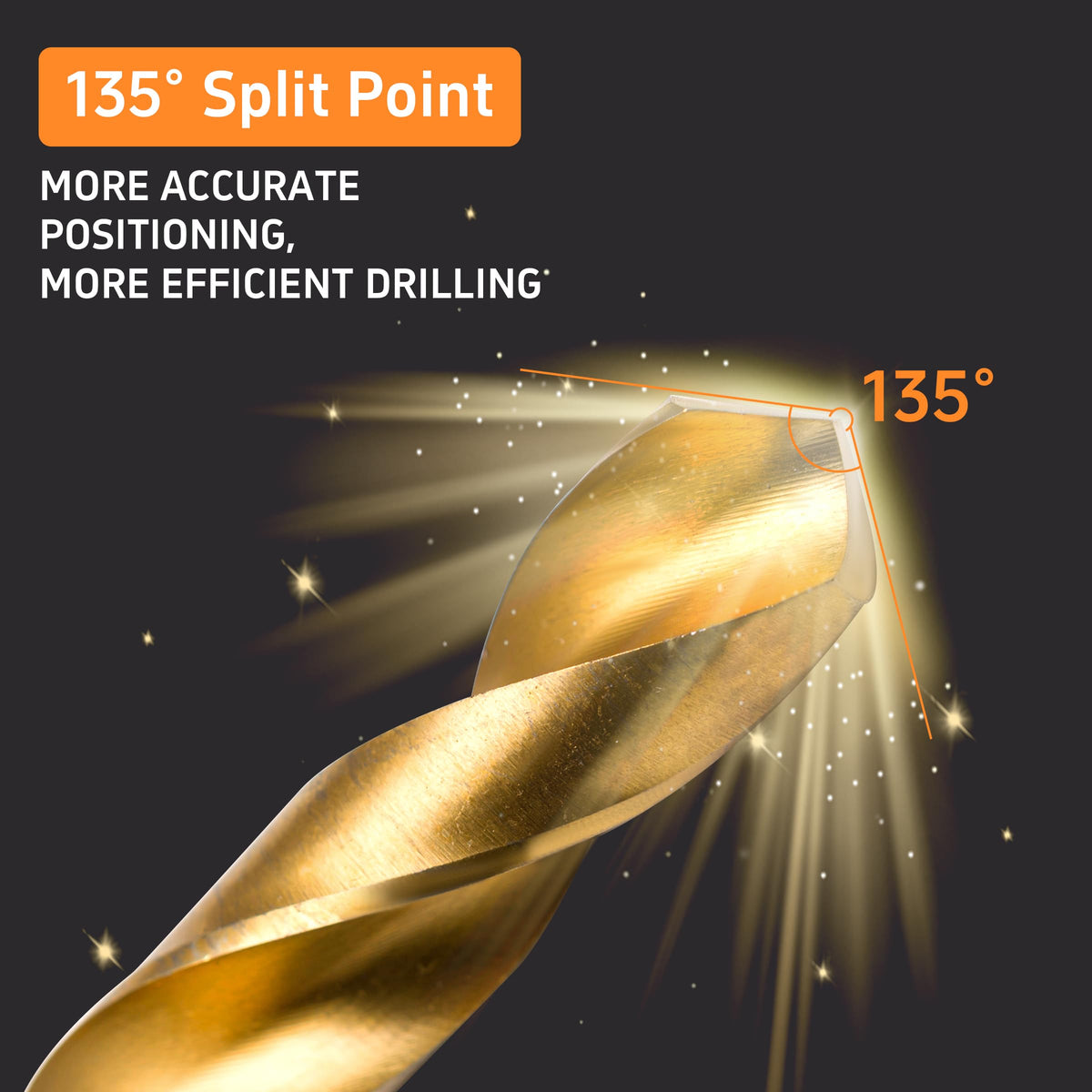 DF Dualferv cobalt left-hand drill bit with titanium nitride coating reduces heat