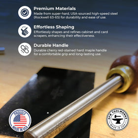 DFM Tool Works burnisher high-speed steel rod highlighted for durability