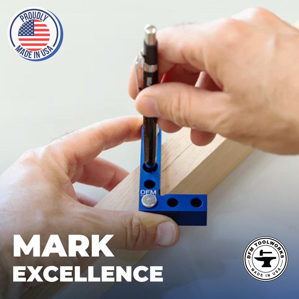 DFM Tool Works mini square tool setup, versatile for quick alignment in small spaces.