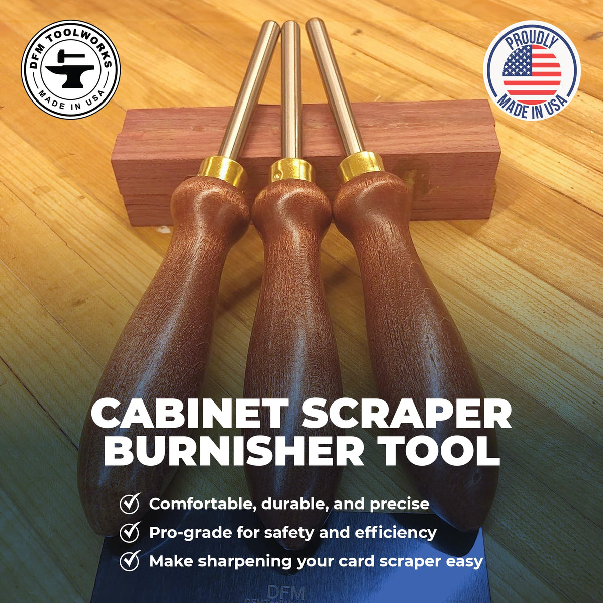 DFM Tool Works precision scraper burnisher in work setup
