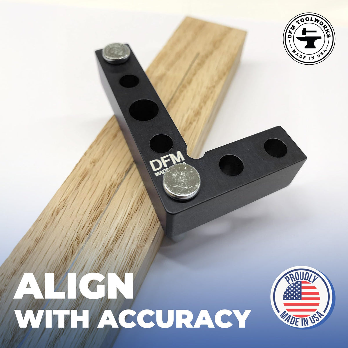 DFM Tool Works two-in-one tool, switch between square and center finder for efficiency.