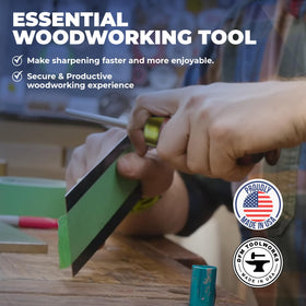 DFM Tool Works woodworking edge burnishing in use on wood surface