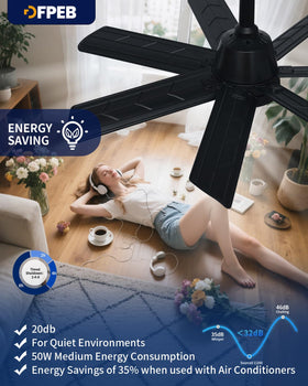 DFPEB seven-blade design – wider airflow coverage for larger outdoor spaces