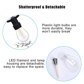 DGE S14 LED bulb six-pack provides outdoor warm-white illumination.