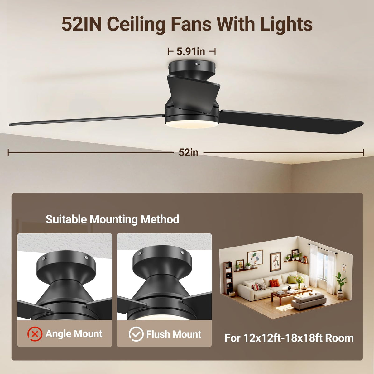 Dgguo dimmable light on ceiling fan for adjustable brightness