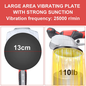 Eight-speed tile vibrator dial enabling adjustable pressure and settling speed.