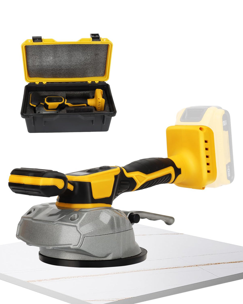 Dglyyxgs tile vibration machine using Dewalt 20V battery for stable tile installation.