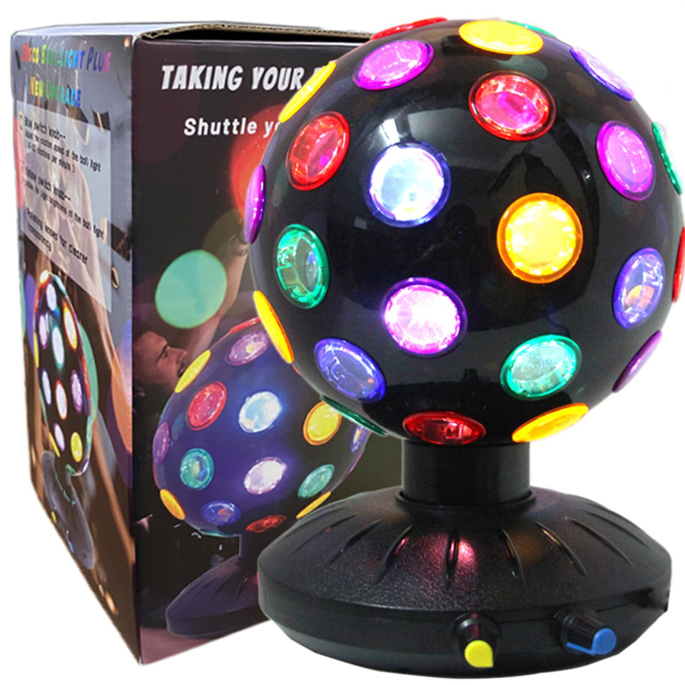 DGRIVERGOD disco ball light spins with vivid beams for dramatic party ambiance.