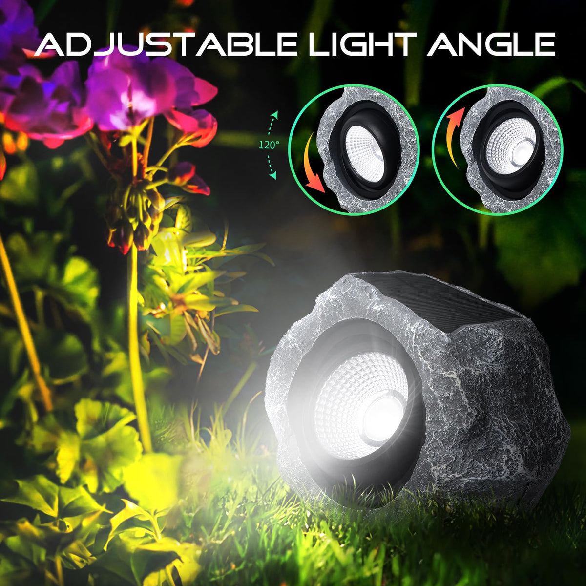 DGSCAK adjustable rock light lets you aim brightness toward beds or walkways.