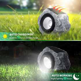 DGSCAK IP44 waterproof rock light withstands rain for year-round use.