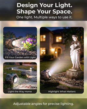 DGSCAK solar rock light adjustable angle to highlight pathways.