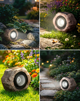 DGSCAK solar rock light four-pack for flexible lighting options.