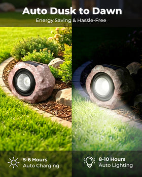 DGSCAK solar rock light waterproof IP44 for year-round outdoor use.