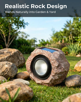 DGSCAK solar rock light white glow for cozy garden ambiance.
