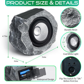 DGSCAK tool-free installation rock light for easy placement in sunny spots.
