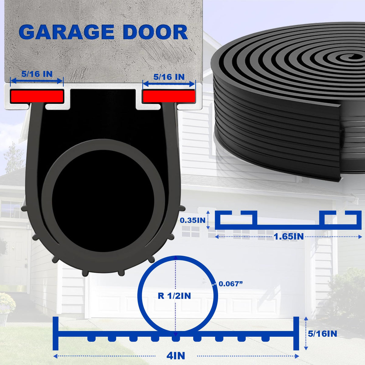 DGSL seal kit for easy installation without screws on a garage door