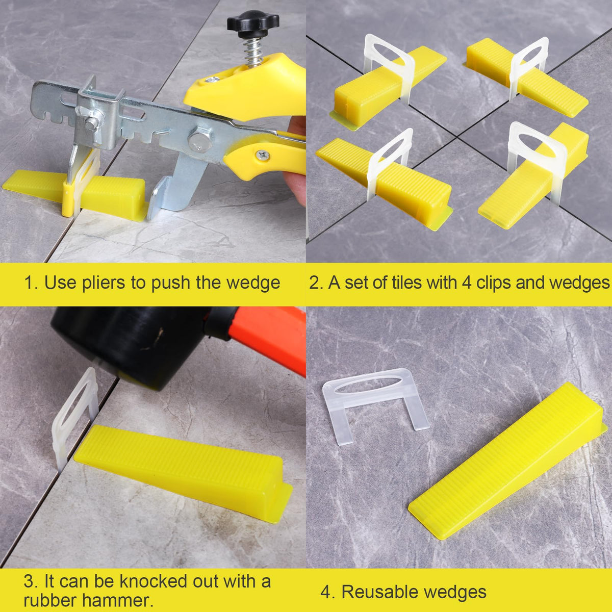 DGSL tile pliers help insert wedges securely.