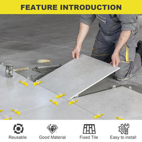 DGSL leveler clips facilitate even tile elevation.
