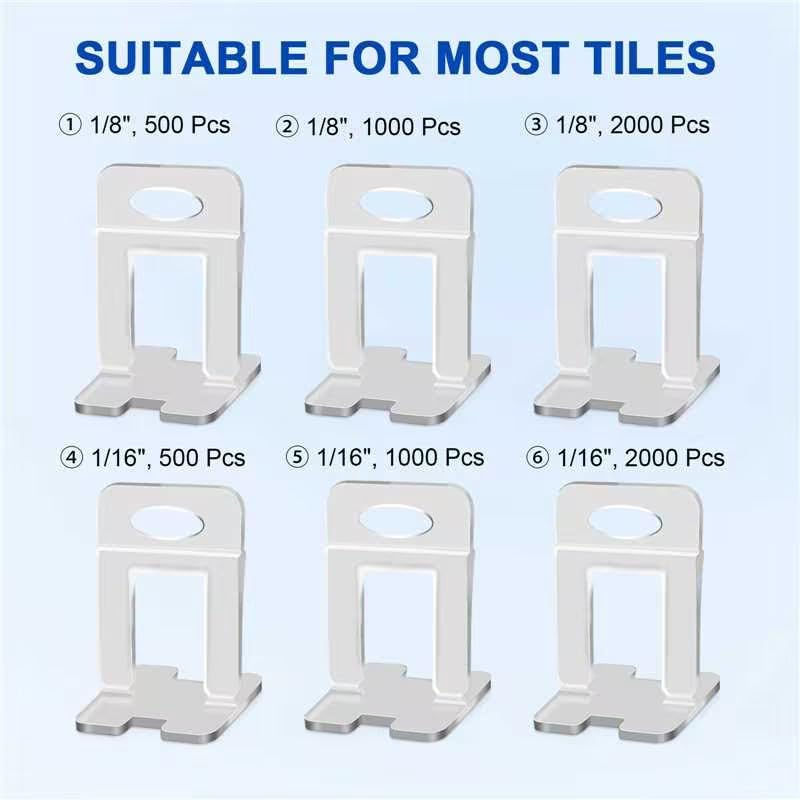 DGSL tile leveling clips packaging shows compatible tile range.