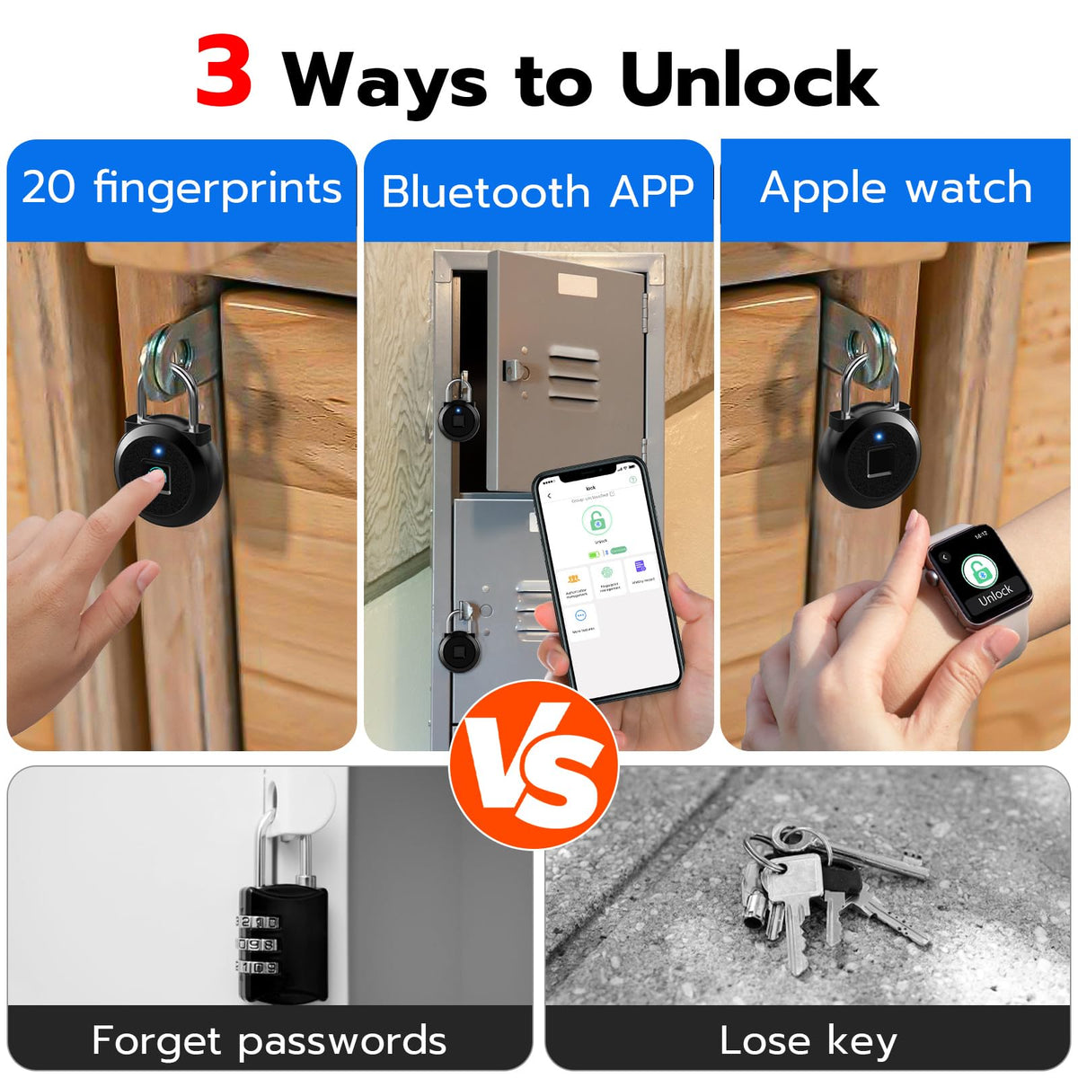 Dhiedas fingerprint lock touch unlock 0.1s for fast locker access.