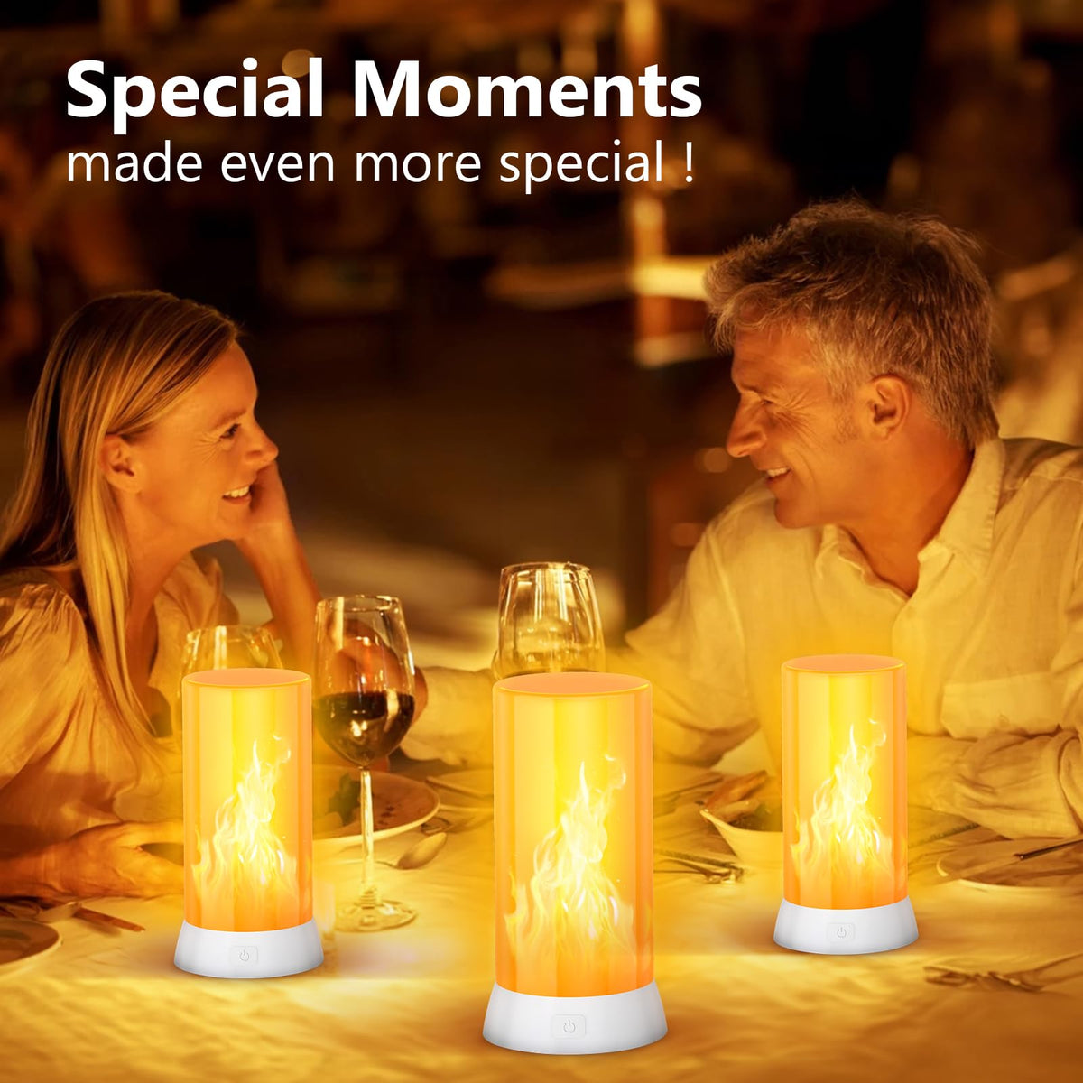 DI MORE LED flame light USB charging for long-lasting luminance.