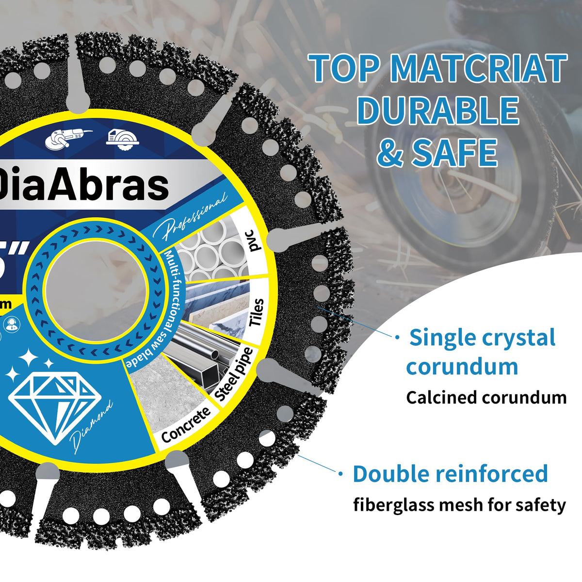 DiaAbras blade with 7/8-inch arbor fits most grinders.