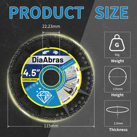 DiaAbras 4.5-inch blade chamfered edge enables clean, precise cuts.