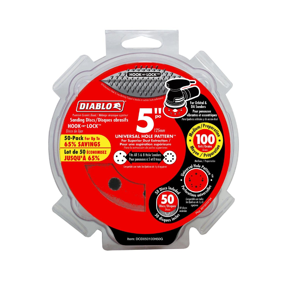 Diablo ceramic-blend ROS sanding disc enabling versatile sanding on wood, metal, and plastics