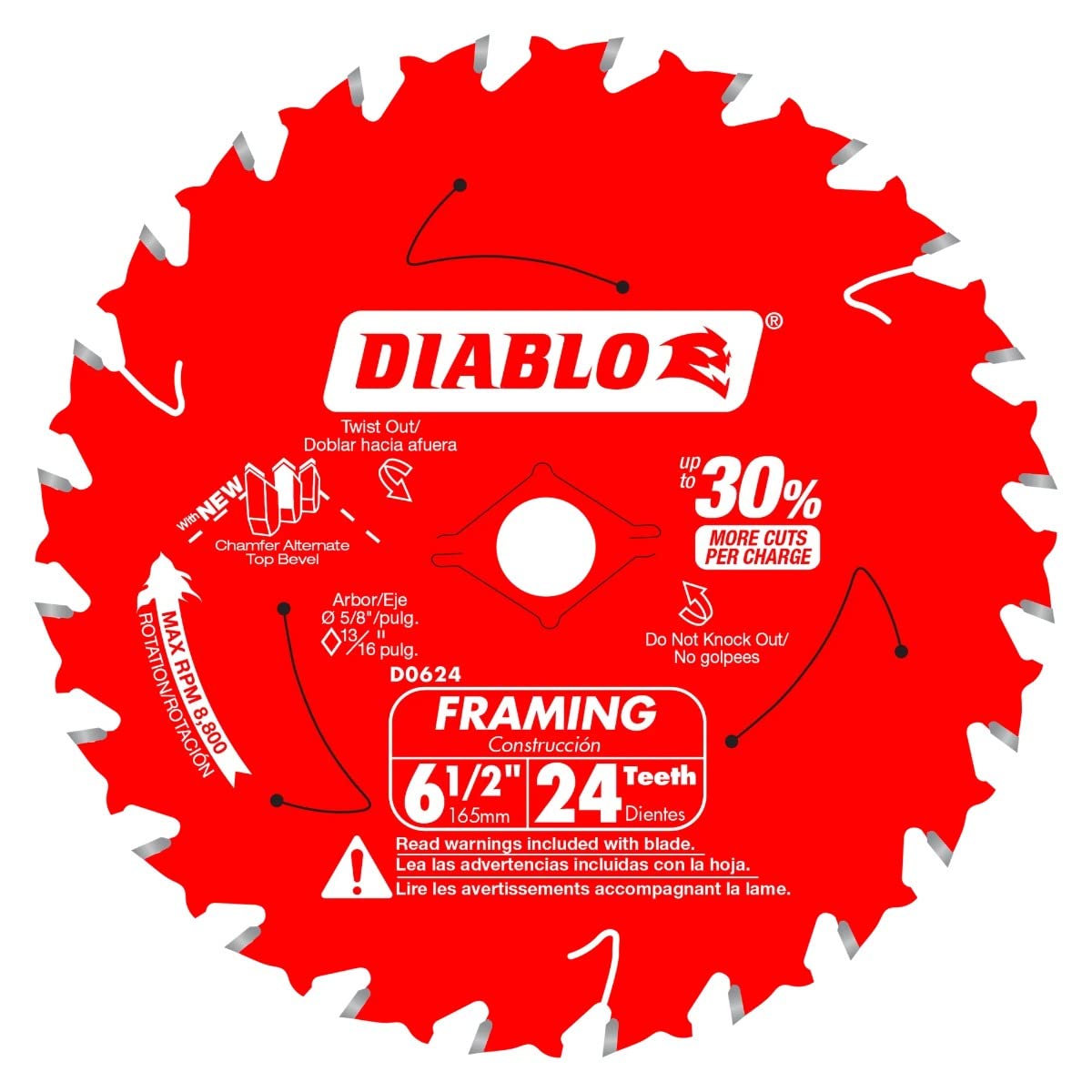 Diablo Freud D0624A Perma-Shield coating reduces gumming and corrosion for durability.