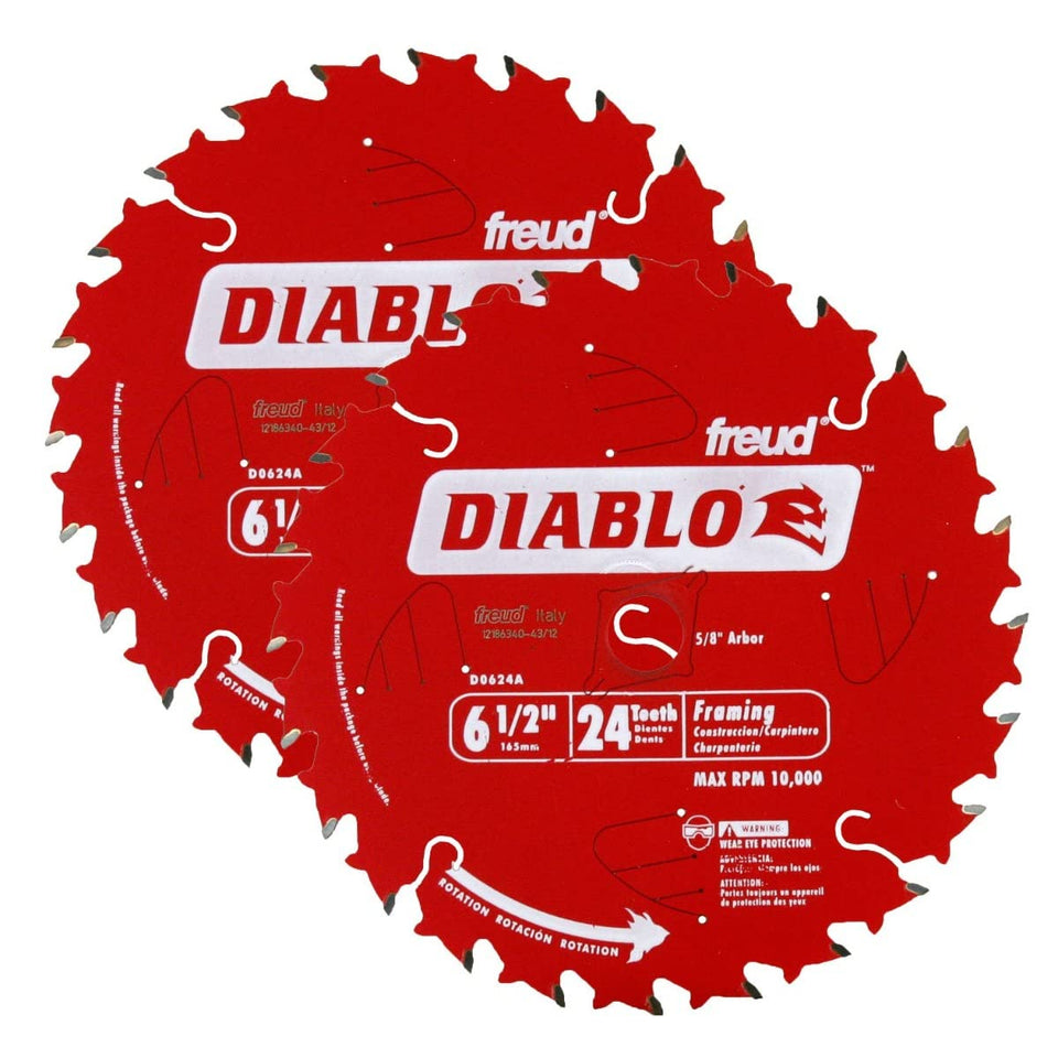 Diablo Freud D0624A six-and-a-half-inch thin-kerf blade for clean framing cuts.