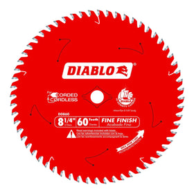 Diablo D0860X fine finish blade teeth for precise cuts with minimal sanding