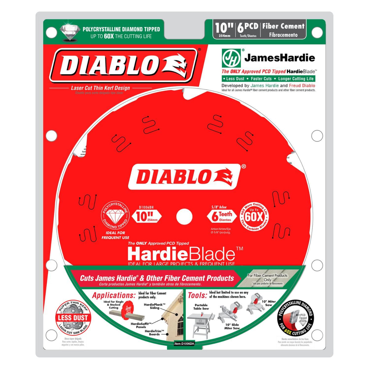Diablo D1006DH blade close-up showing PCD teeth for longer cutting life