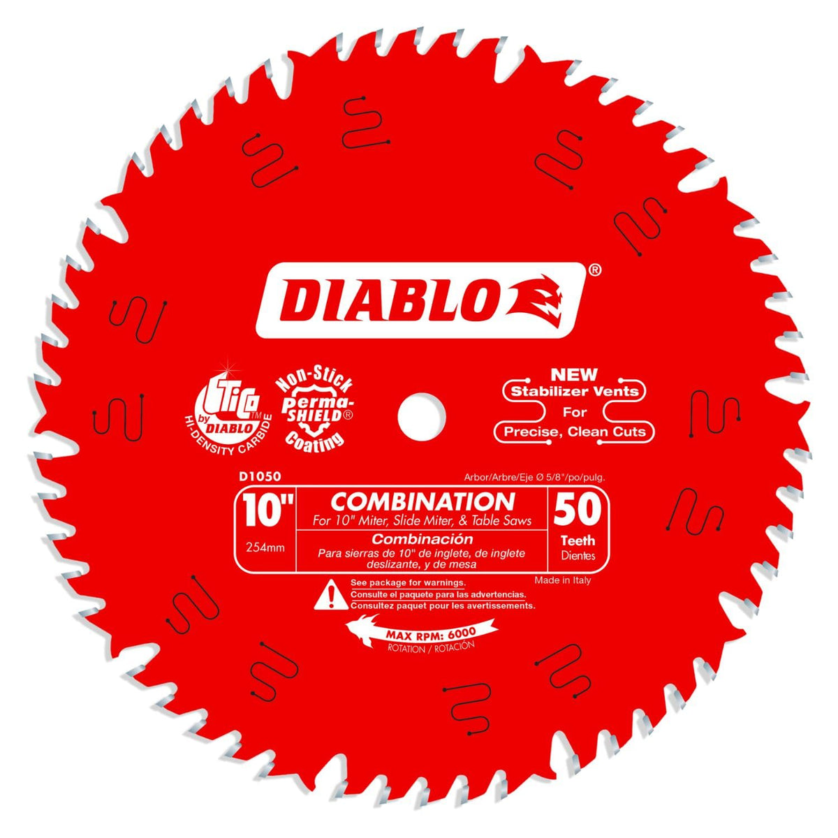 Diablo D1050X 10-inch 50-tooth blade in action for clean ripping and crosscuts.