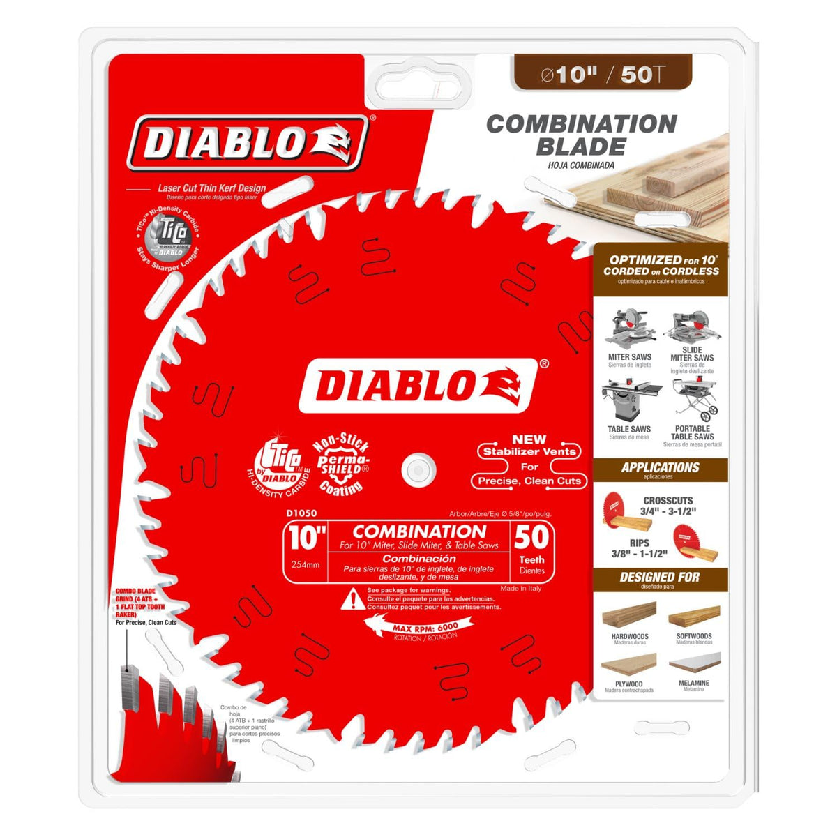 Diablo D1050X close-up of Perma-Shield coating reducing heat buildup and corrosion.
