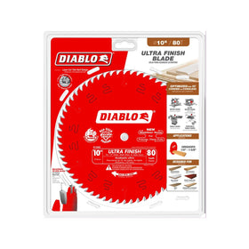 Diablo D1080X 80-tooth ATB geometry enables clean crosscuts in hardwoods.