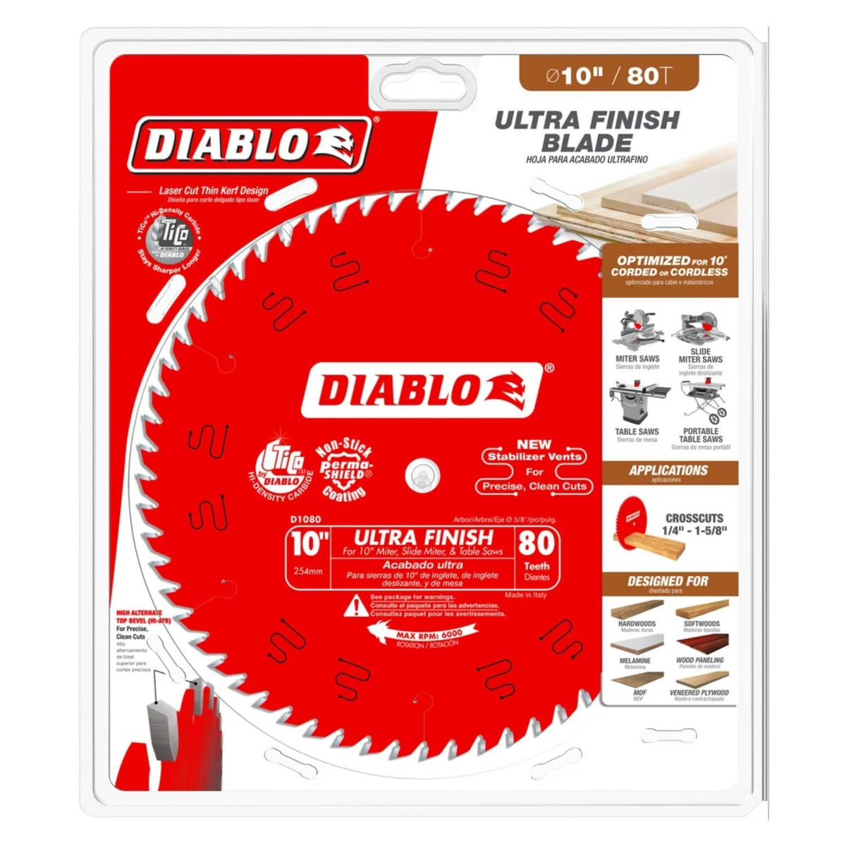 Diablo D1080X close-up of PermaShield coating reduces friction for cooler operation.
