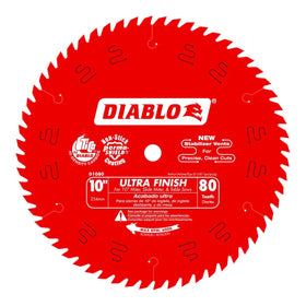 Diablo D1080X 10-inch blade delivering ultra-smooth cuts for fine woodworking.
